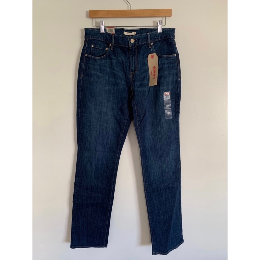 Levi's Men's 505 Classic Dark Wash Mid Rise Regular Fit Straight Leg Blue Jeans - Picture 4 of 11